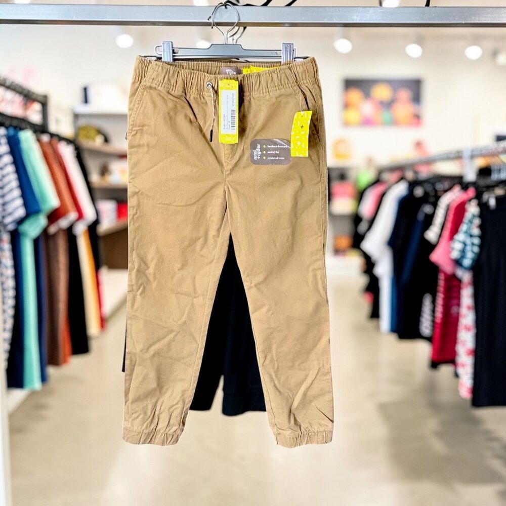 Rumi + Ryder Boys Khaki Twill Jogger Pants Size 8 Pull On Stretch NWT New